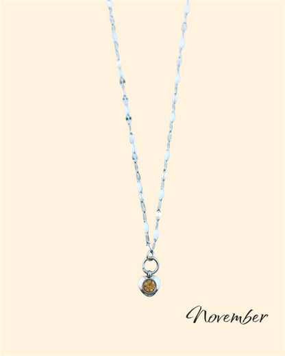 Heart Stone Necklaces in silver - various birthstone colours