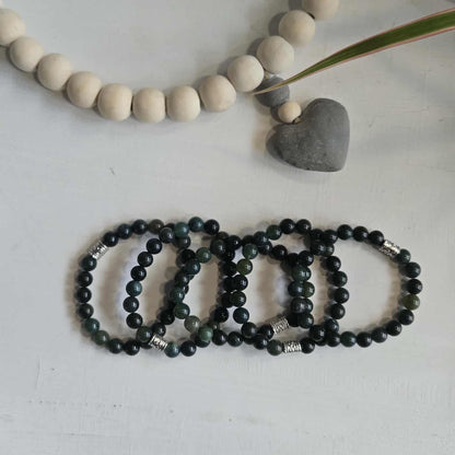 Moss Agate Gemstone Bead Bracelet